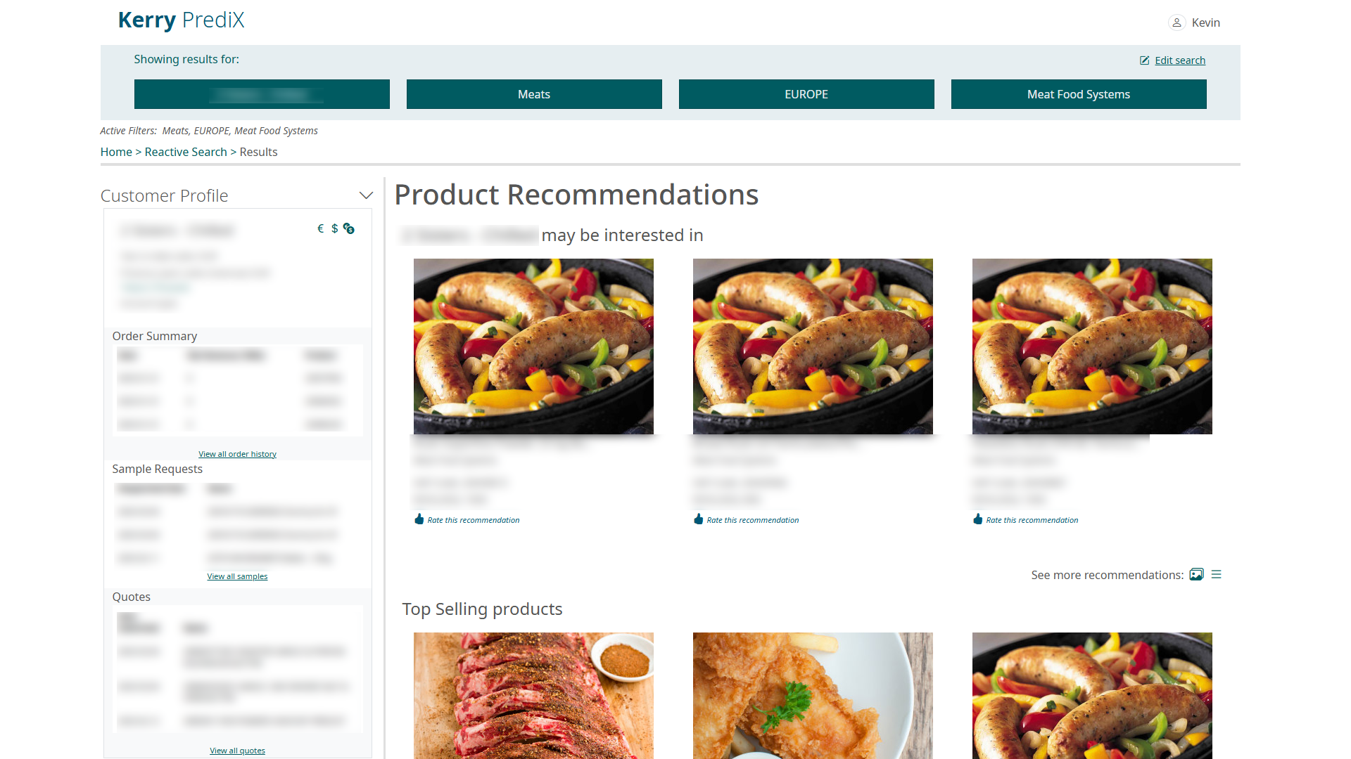 Product recommendations page