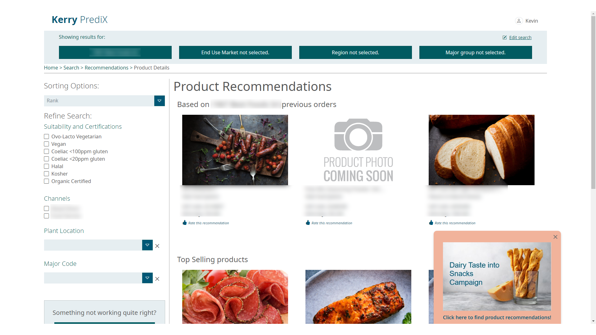 Product recommendations with Campaign CTA
